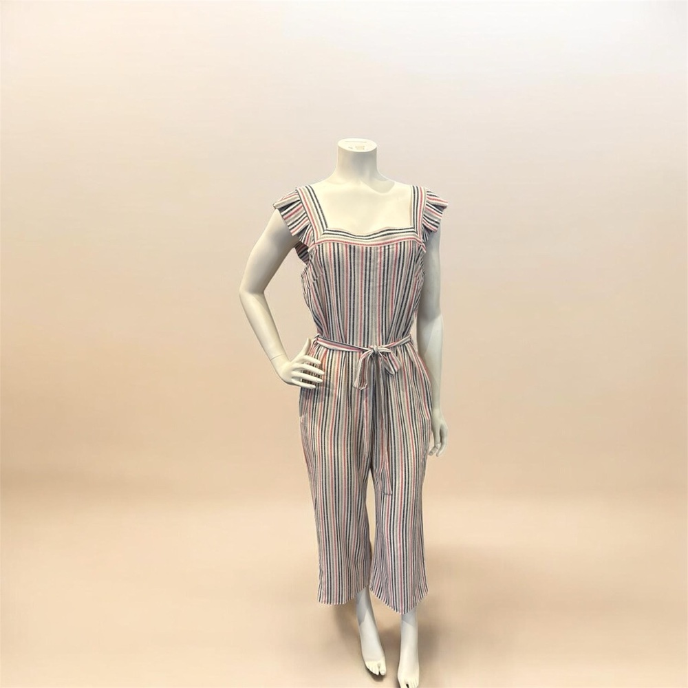 Monteau Striped Ruffle Jumpsuit